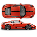 Scratched Two Colors Racing Stripes set, Cayman / Boxster 2005 - 2020 black / red