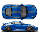 Scratched Two Colors Racing Stripes set, Cayman / Boxster 2005 - 2020 black / red