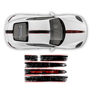 Scratched Two Colors Racing Stripes set, Cayman / Boxster 2005 - 2020 black / red