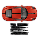 Scratched Two Colors Racing Stripes set, Cayman / Boxster 2005 - 2020 black / red