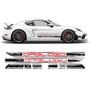 Scratched Two Colors Racing Stripes set, Cayman / Boxster 2005 - 2020 black / red