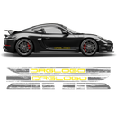 Scratched Two Colors Racing Stripes set, Cayman / Boxster 2005 - 2020 black / red