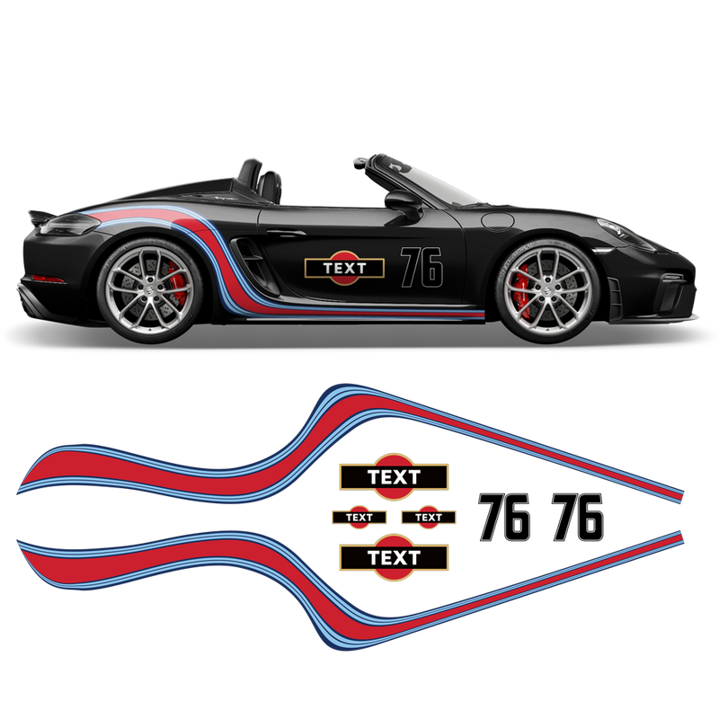 Curved Martini Side Stripes Graphic, for Cayman / Spyder