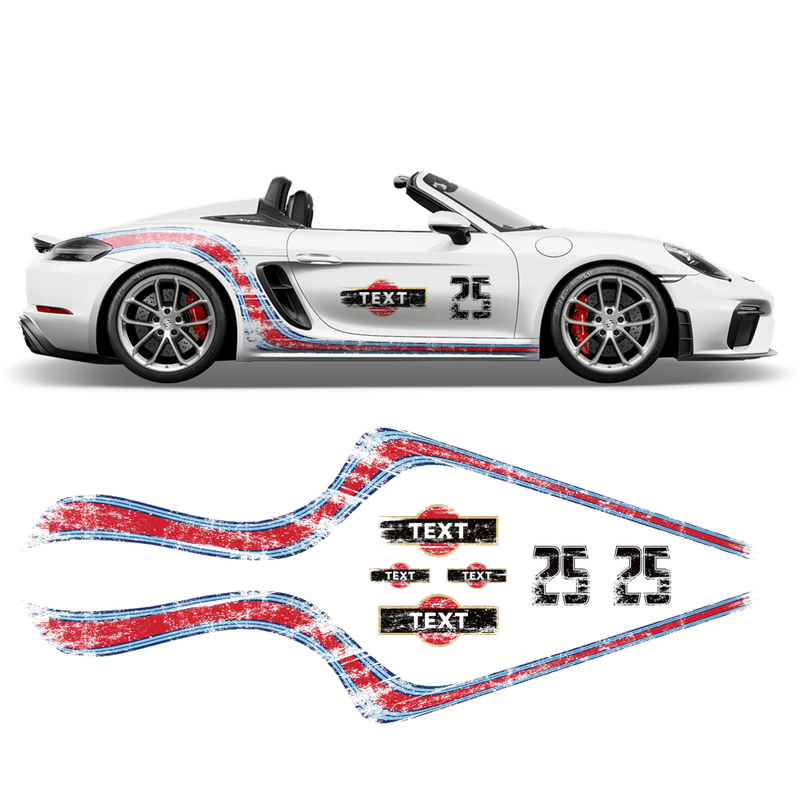 Scratched Curved Martini Side Stripes Graphic, for Cayman / Spyder