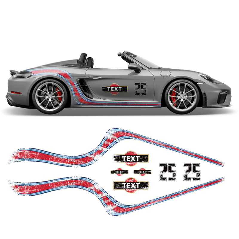 Scratched Curved Martini Side Stripes Graphic, for Cayman / Spyder