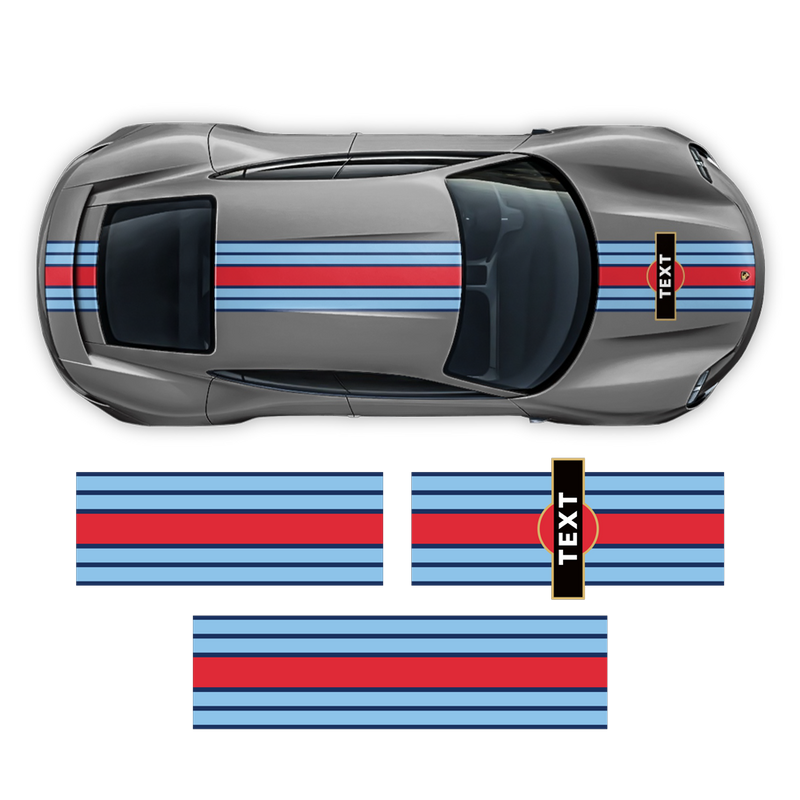 19' Martini Style Racing stripes, for Porsche Taycan