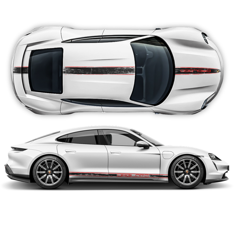 Scratched Racing stripes set Two colors, for Porsche Taycan