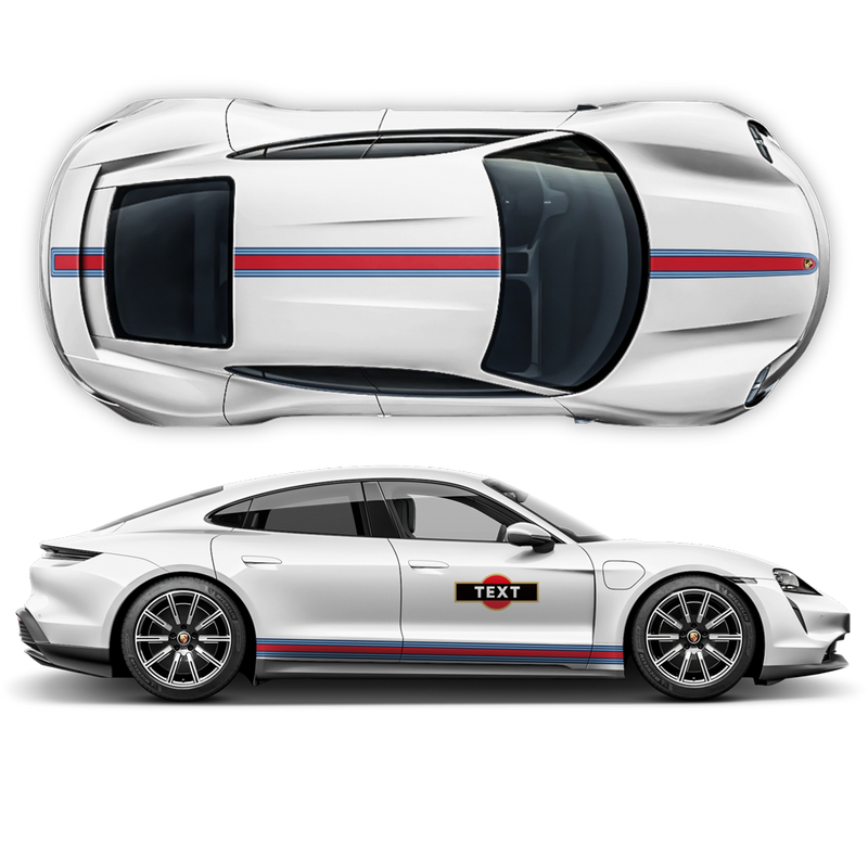 Thin Martini Style Racing Stripes Set, for Porsche Taycan