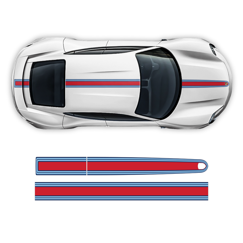 Thin Martini Style Racing Stripes Set, for Porsche Taycan