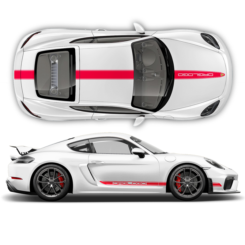 Contoured Racing Decals set in one color, for Cayman / Boxster 2005 - 2020