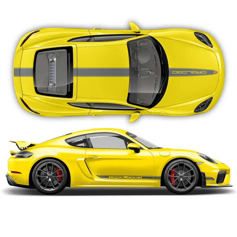 Contoured Racing Decals set in one color, for Cayman / Boxster 2005 - 2020