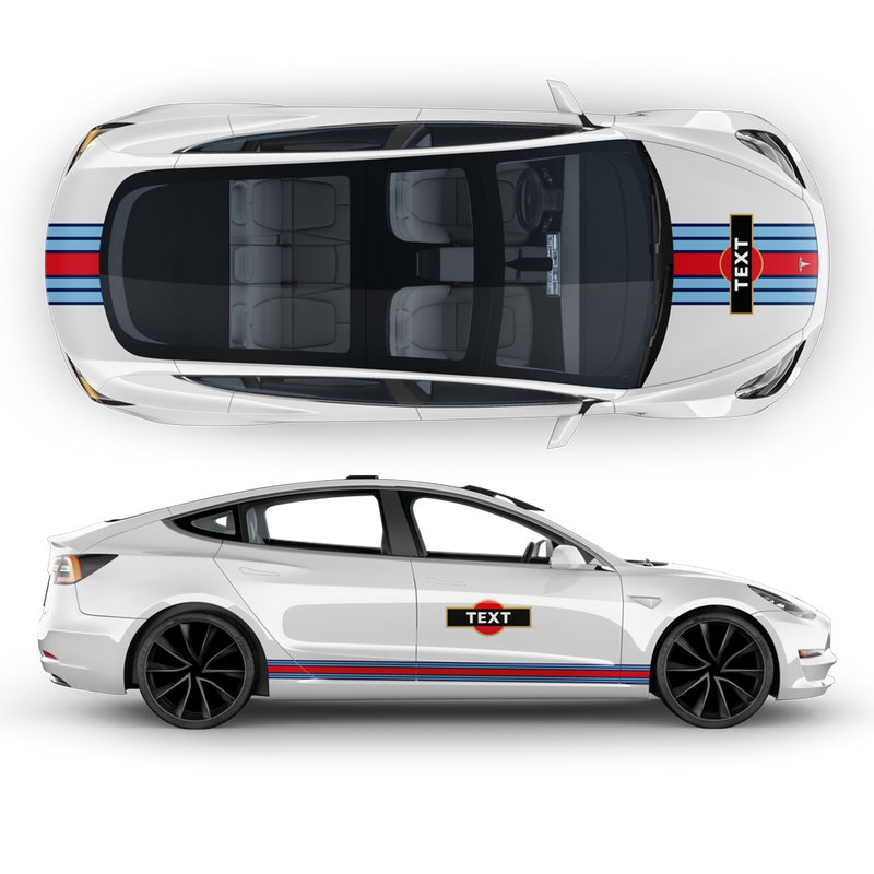 19' Martini Style Racing stripes, for Tesla Model3