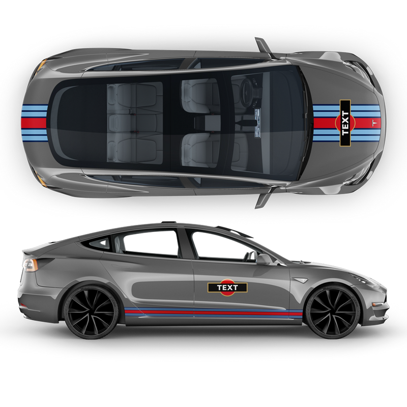 19' Martini Style Racing stripes, for Tesla Model3