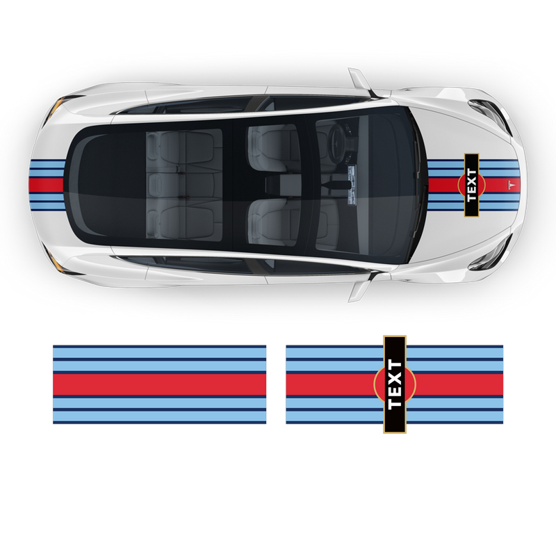 19' Martini Style Racing stripes, for Tesla Model3