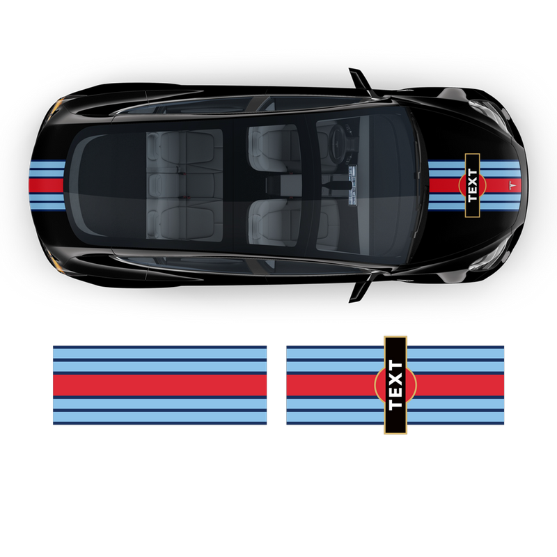 19' Martini Style Racing stripes, for Tesla Model3