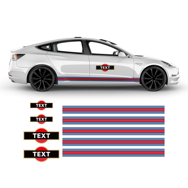 19' Martini Style Racing stripes, for Tesla Model3