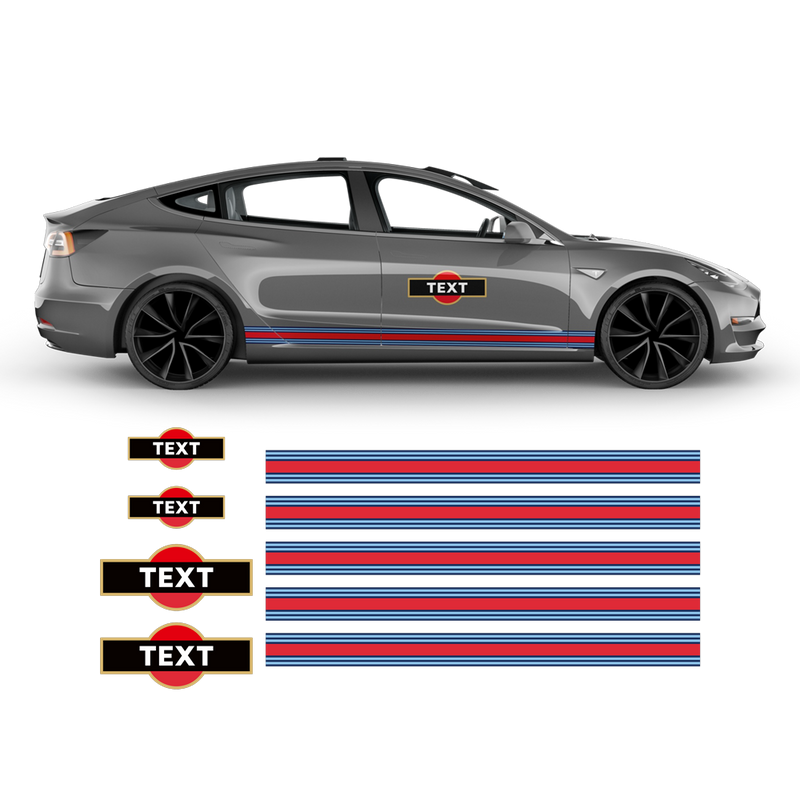 19' Martini Style Racing stripes, for Tesla Model3