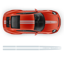 THIN DUAL Racing Decals kit for Porsche Carrera / Cayman / Boxster 2005 - 2018 black