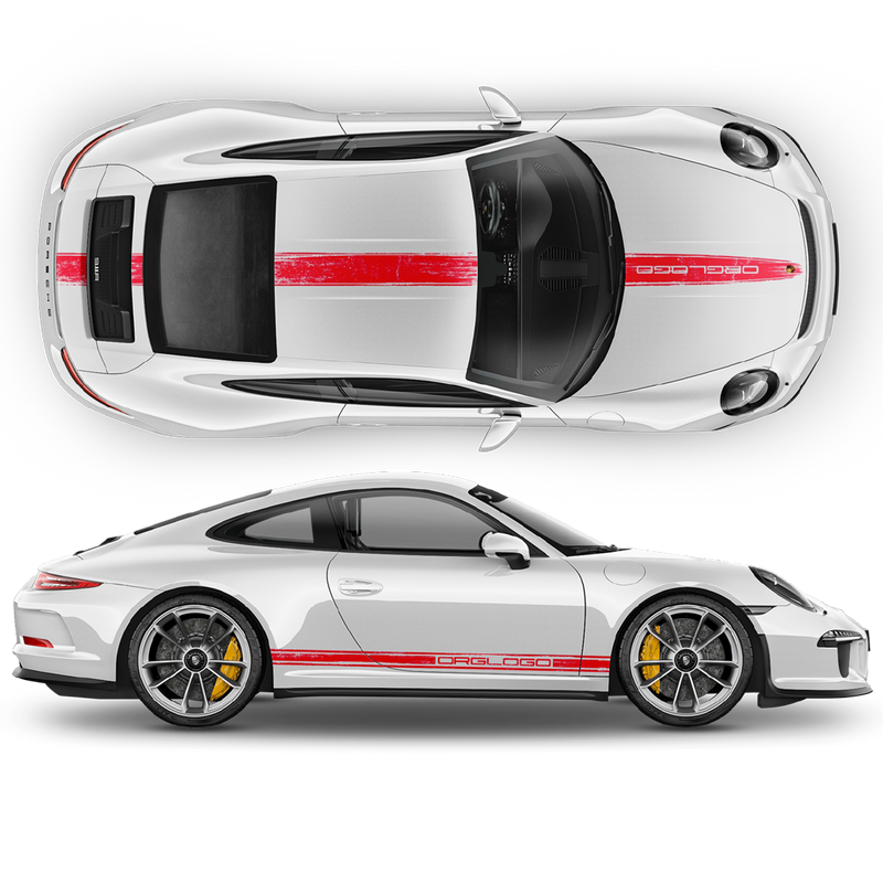 Scratched Racing Stripes set, for Carrera / Cayman / Boxster  2005 - 2018