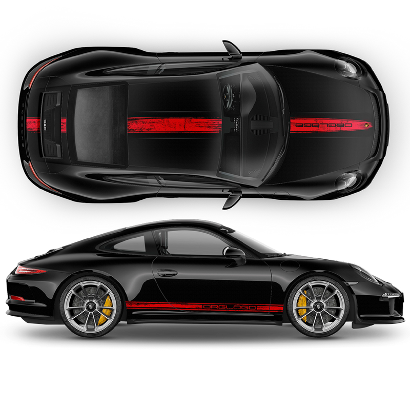 Scratched Racing Stripes set, for Carrera / Cayman / Boxster  2005 - 2018